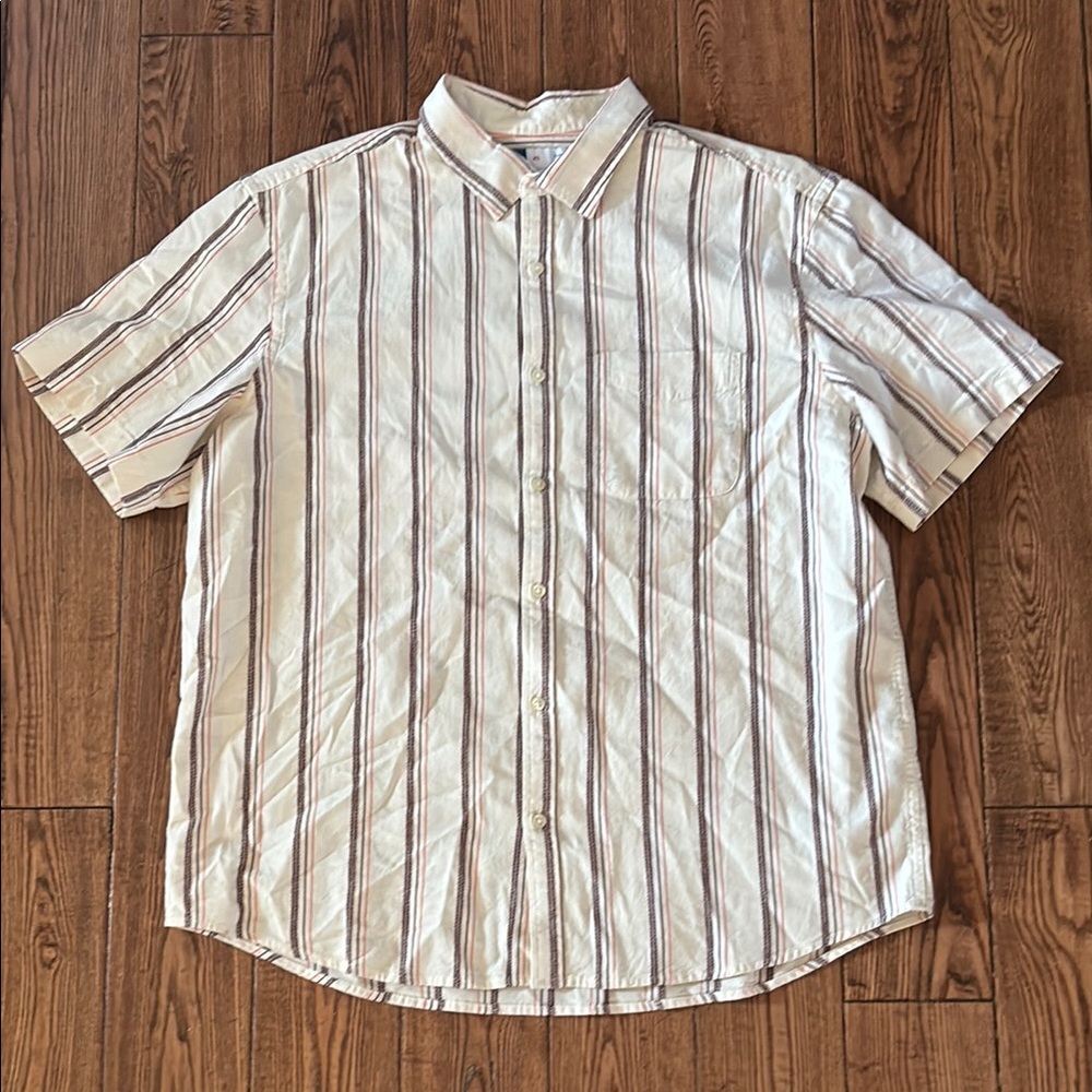 Old Navy Cream and Purple Casual Button Down Shirt